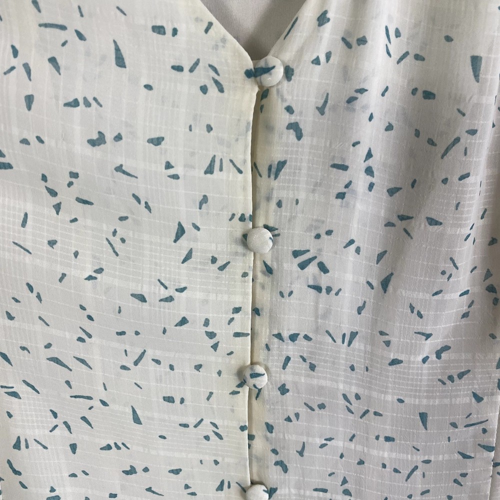 Mod Ref Maxi Button Up Dress Pattern Cream Blue S… - image 2